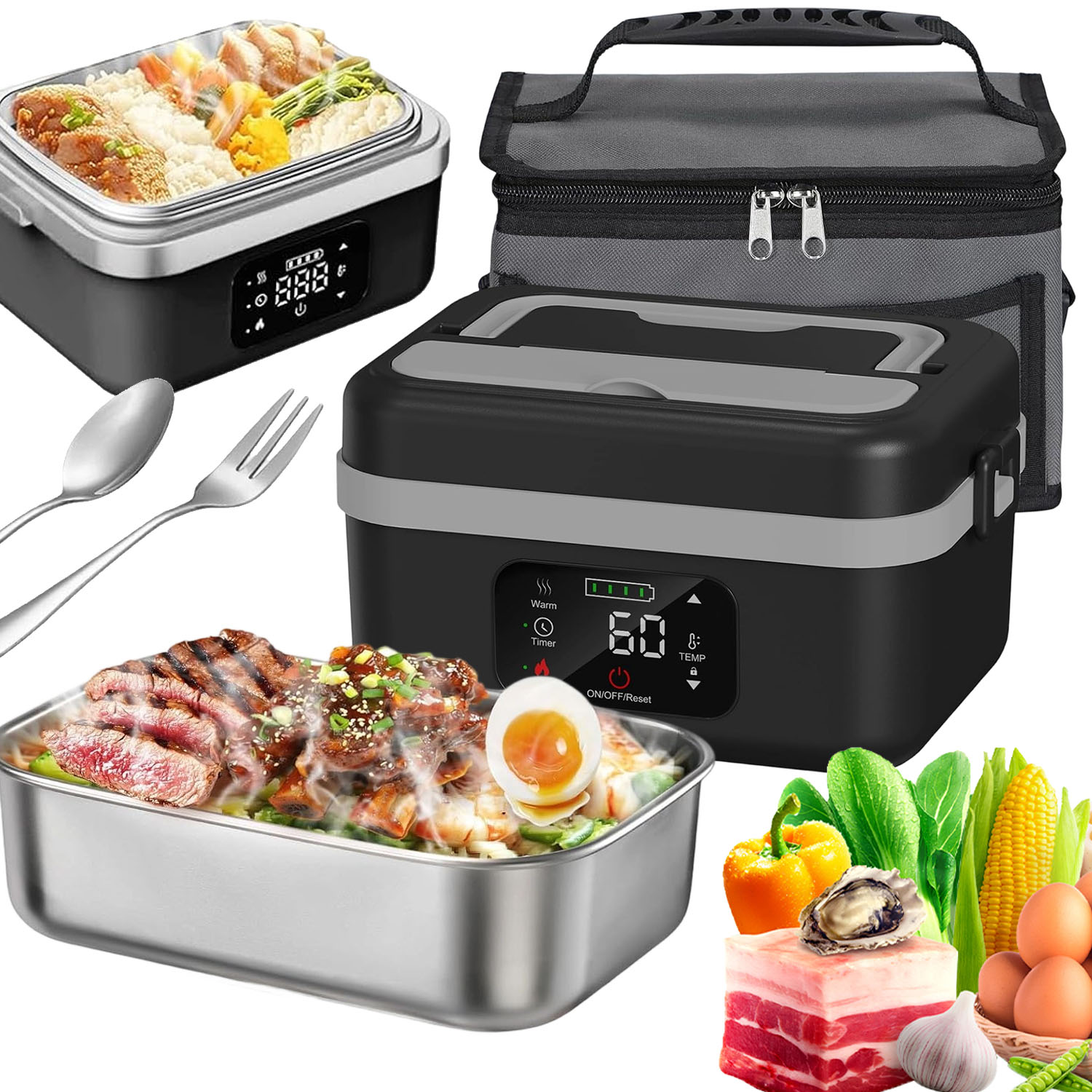Elektricky Vyhřívaný Obědový Box 1 L, Vzduchotěsný, Rychle Se Zahřívá 16000 Mah