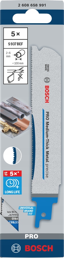 Bosch Pilový List Pro Pilu Ocasku Pro Medium-thick Metal Precise S937BEF
