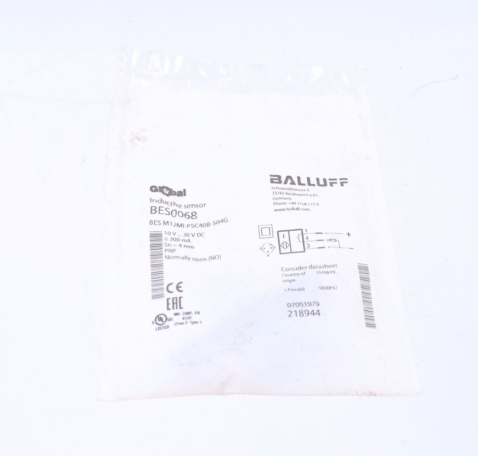 Balluff BES0068 Bes M12MI-PSC40B-S04G Novinka!