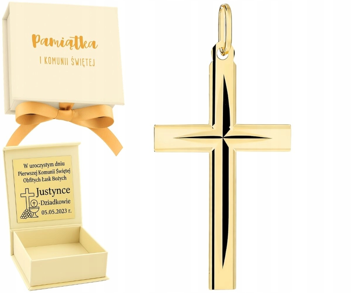 Zlatý přívěsek Křížek Drážkovaný Elegantní Moderní Zlato 585 Jako Dárek