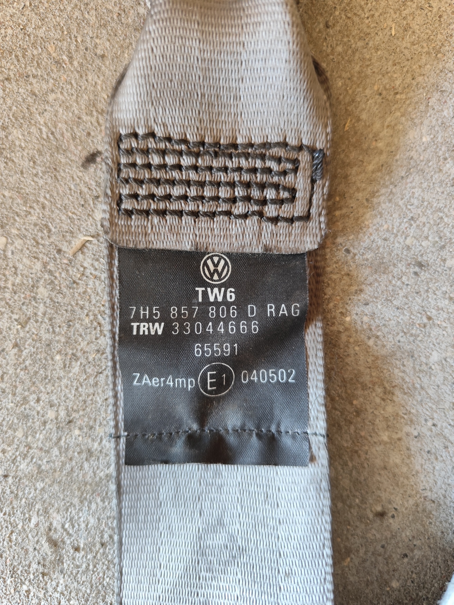Gurten Sicherheits VW T5 rechts vorne pasazer 7H5857806 grau