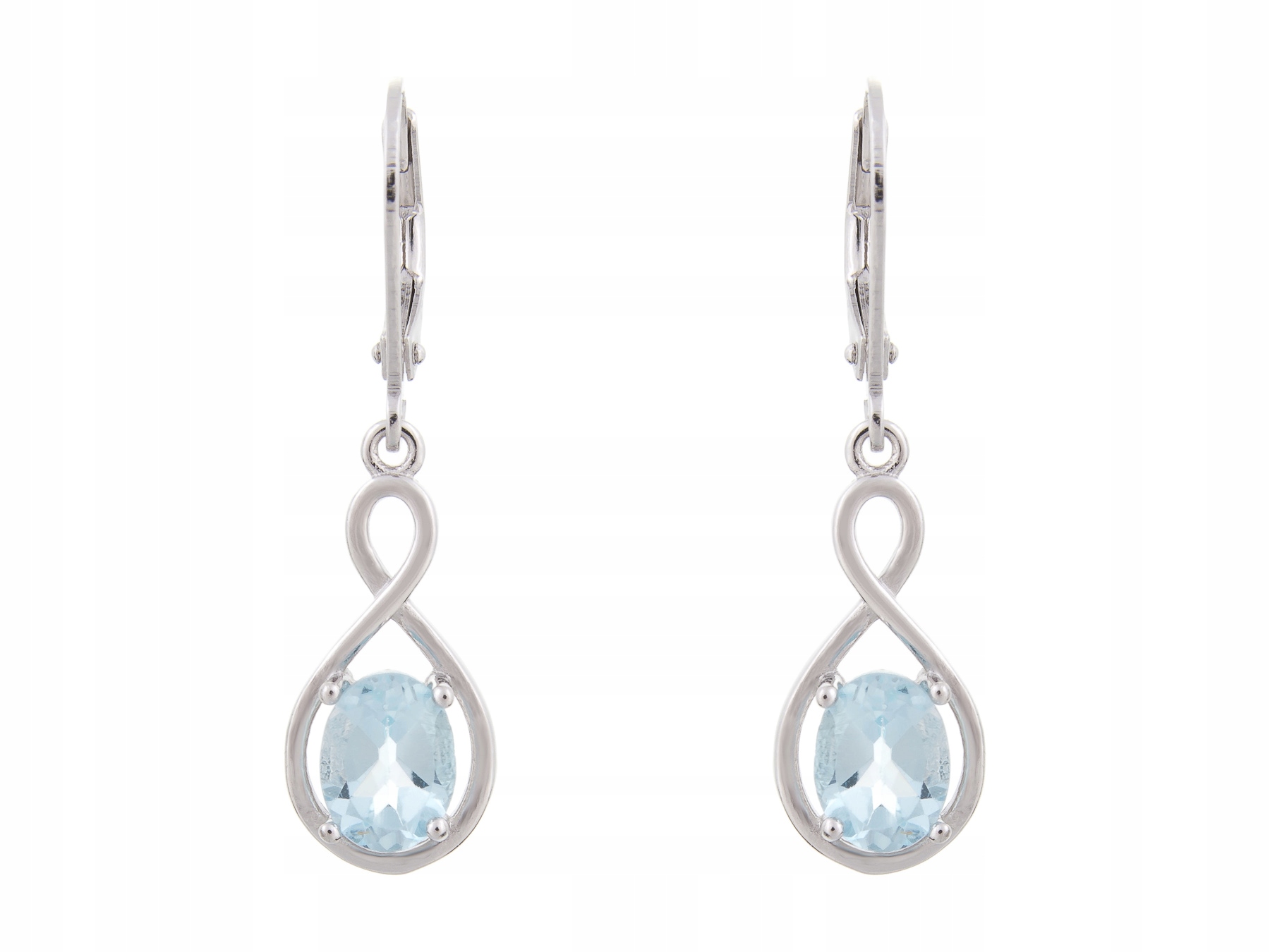 Závěsné Stříbrné Náušnice Rhodiované Sky Blue Topaz Přírodní