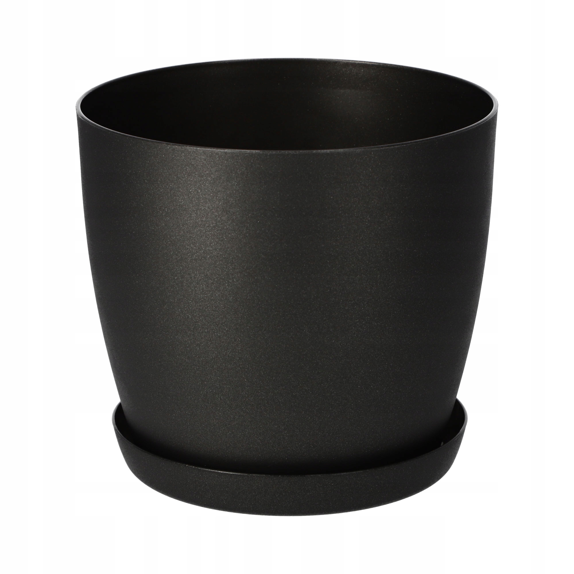 DONICZKA OSŁONKA DONICA 14cm NA KWIATY MATOWA GRAFIT PLASTIKOWA PODSTAWKA