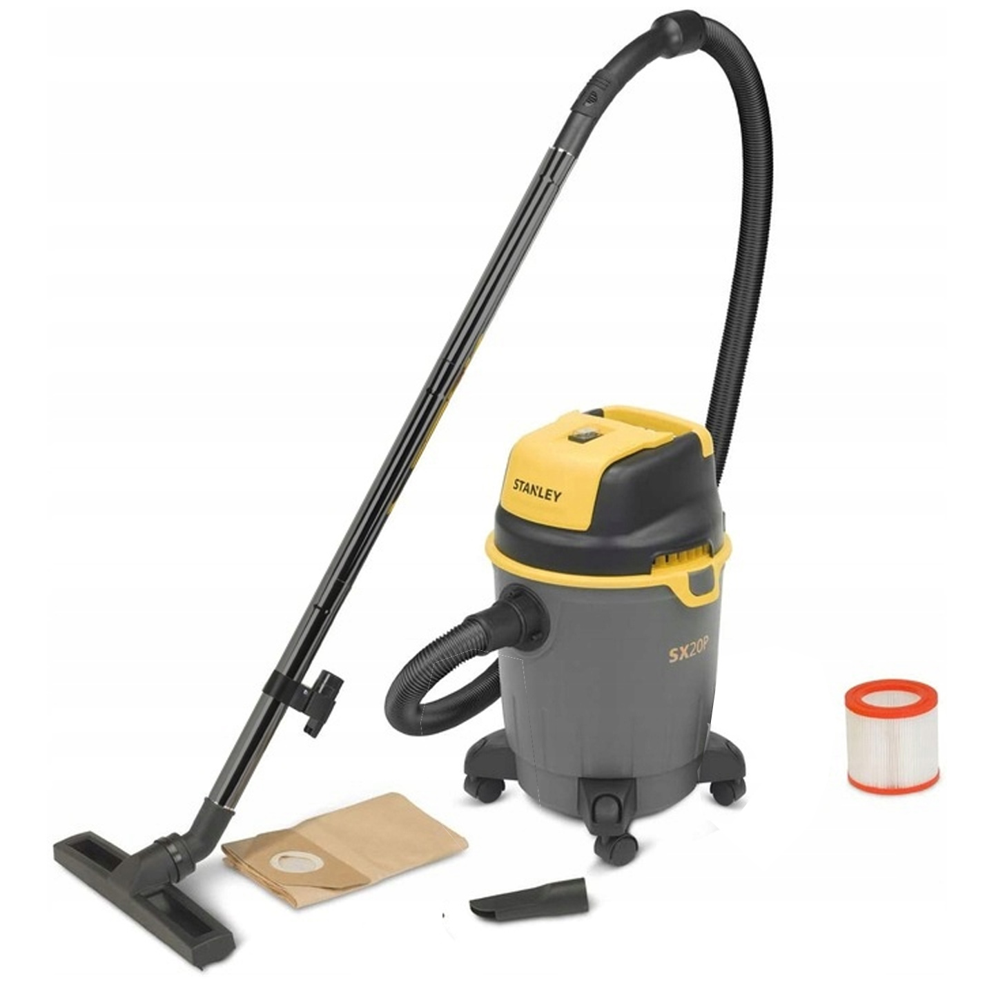 BEZWORKOWY ODKURZACZ PRZEMYSŁOWY MOCNY SUCHO MOKRO GIPSU PYŁU STANLEY Zasięg pracy 5 m