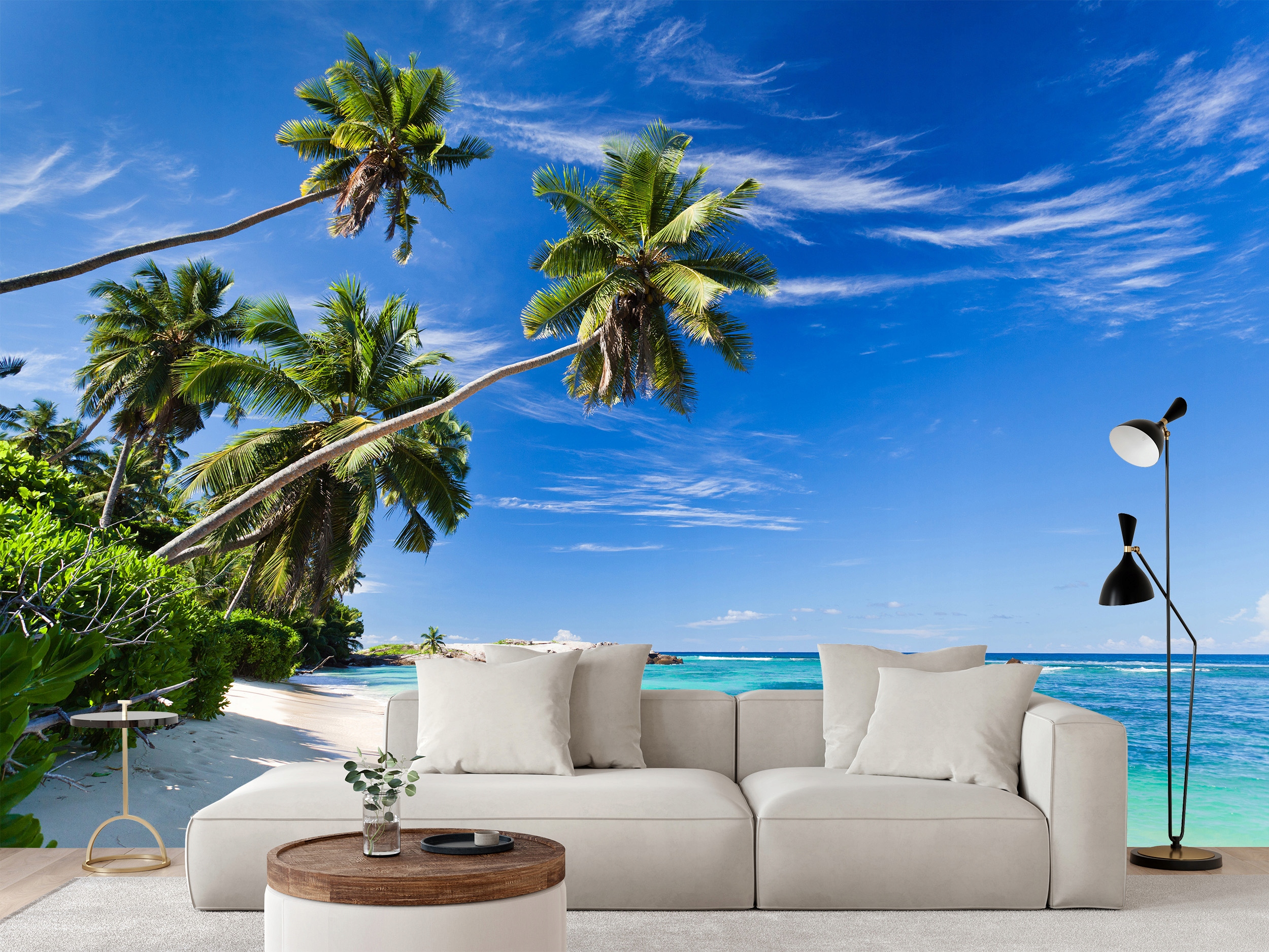 Fototapeta Rajská Pláž S Palmami Na Seychelách 416 x 290 cm