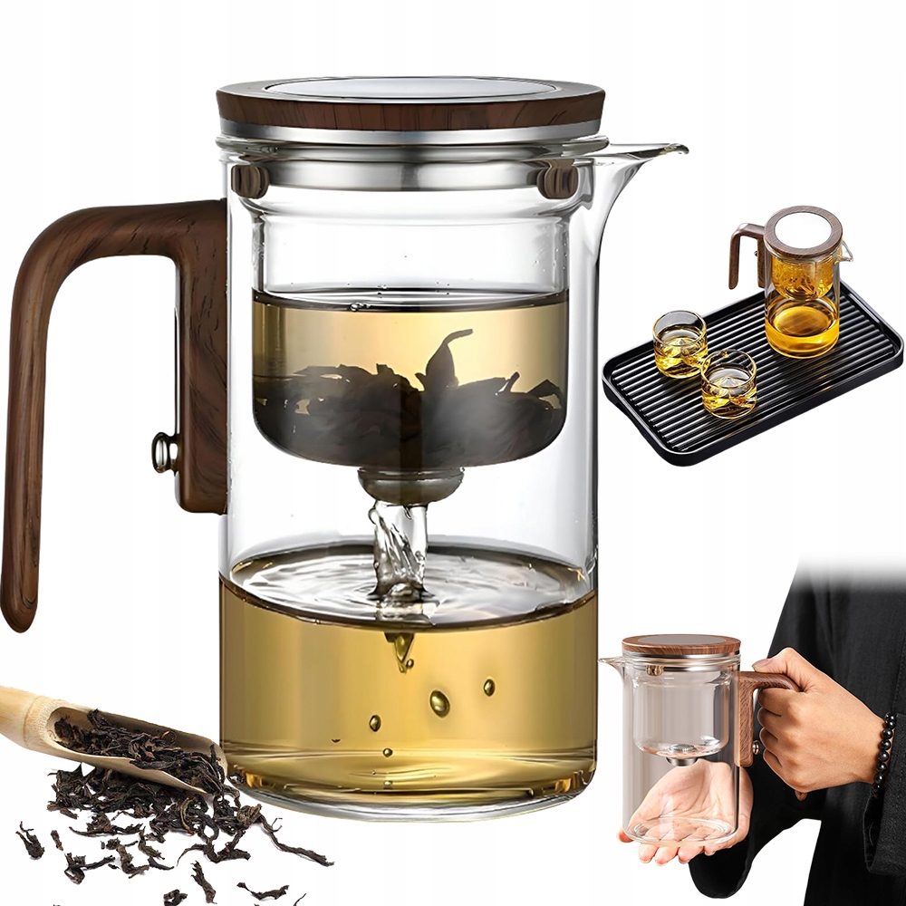 Konvička na čaj 600 ml Samočinná filtrace Sklo Ocelový filtr