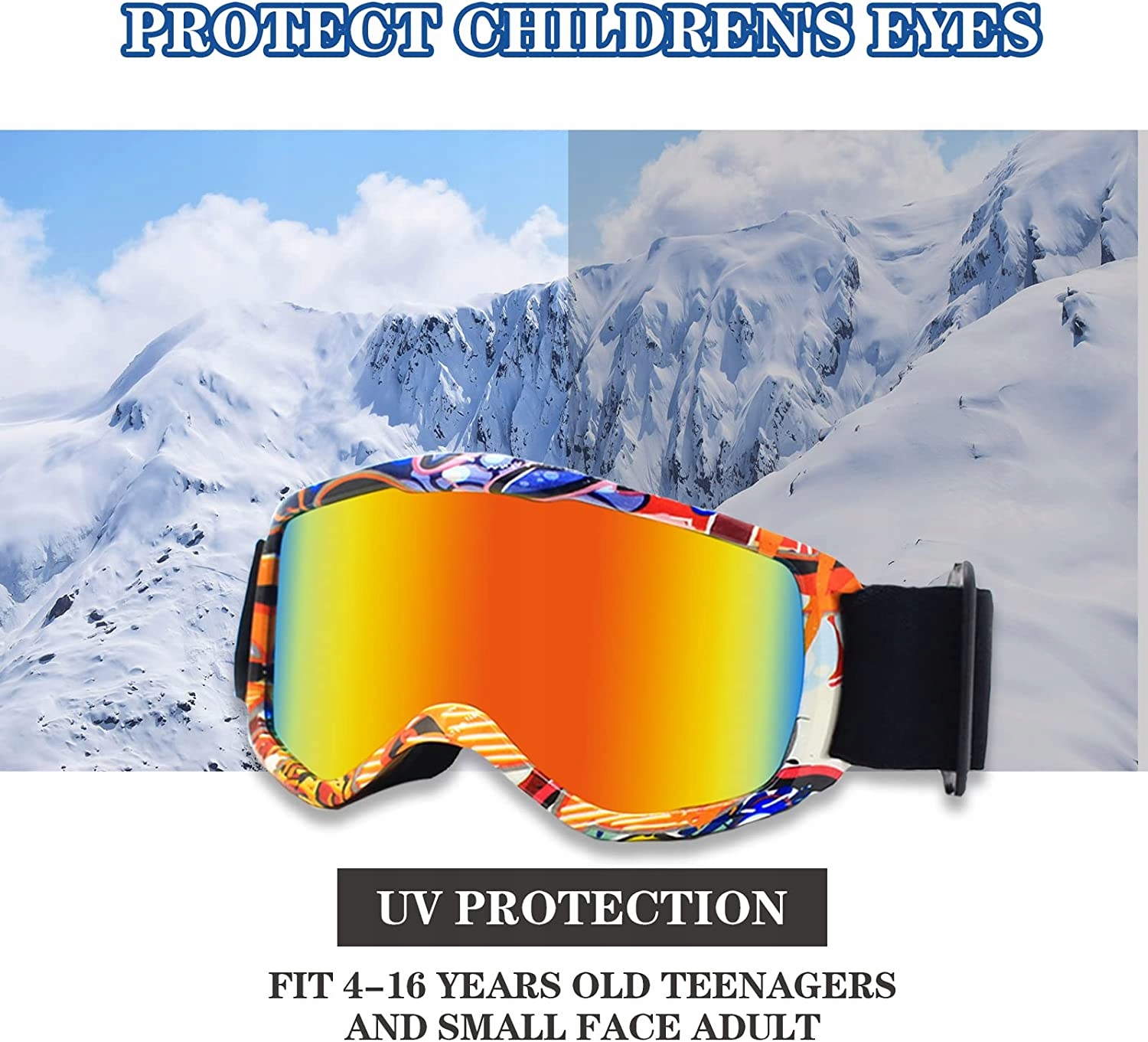 DZIECIĘCE GOGLE NARCIARSKIE ŚNIEG OCHRONA UV Marka bez marki