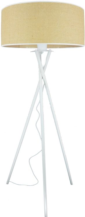 Stojacia podlahová lampa Boho Prírodná Juta s bielou lemovkou Trojnožka