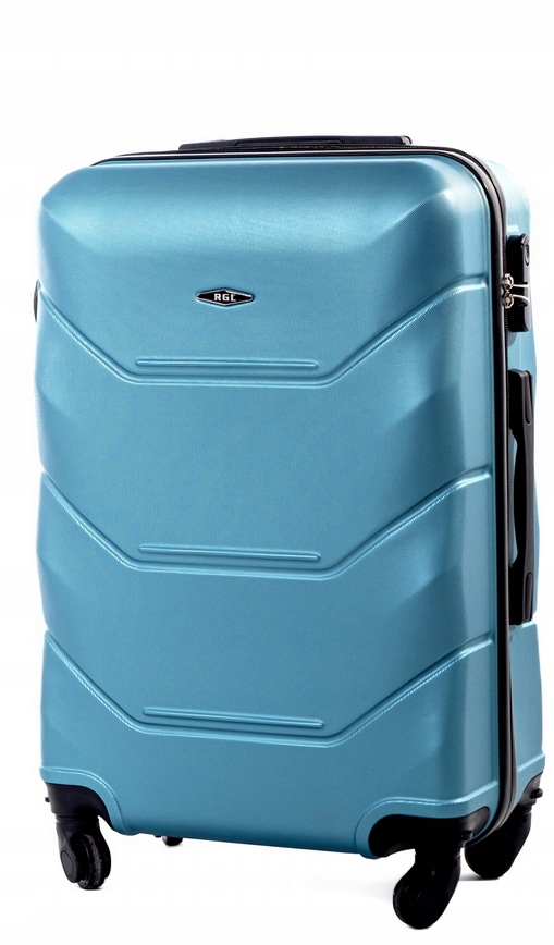 Duża Walizka Twarda Podróżna Bagaż Rejestrowany Abs Niebieski Metaliczny