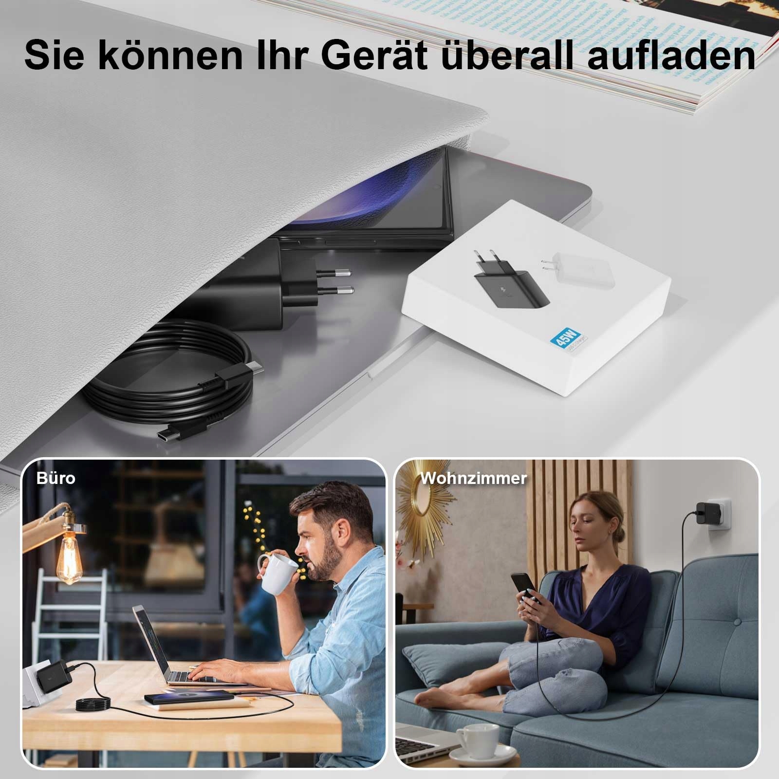 BENSN Ładowarka 45W Do Android Telefony Galaxy Szybkie Ładowanie — miniatura 5