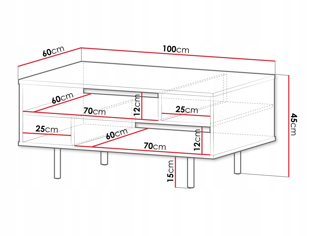 Ława NUBIA Beż/Złote Nogi Multimeble Głębokość mebla 60 cm