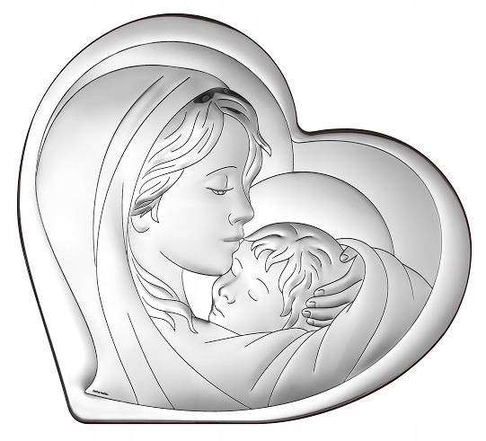 Strieborný obrázok Madonna v srdci Grawer Zadarmo! 6433/5