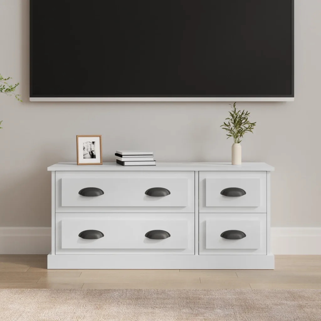 Tv skříňka bílá vysoký lesk 100 x 35,5 x 45 cm kompozitní dřevo Bílá 816450