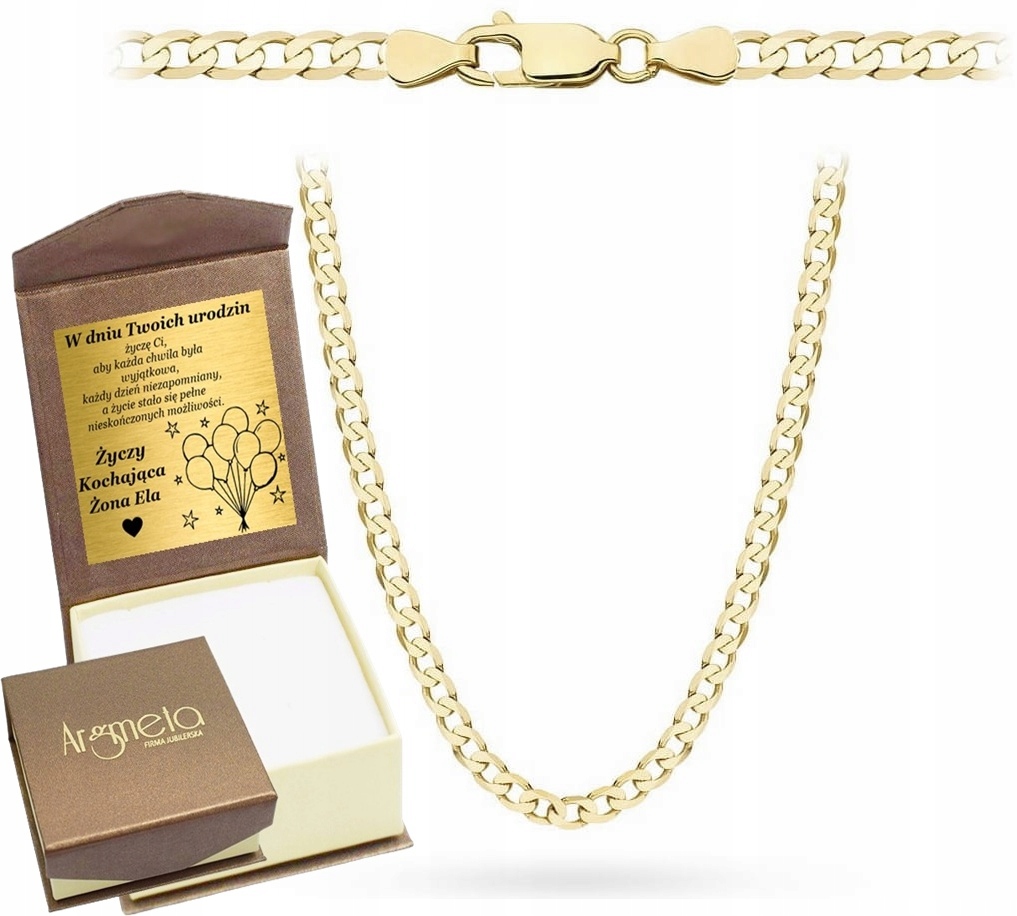 Złoty Łańcuszek Pancerka Pełny 2,50 mm Diamentowany pr 585 Grawer