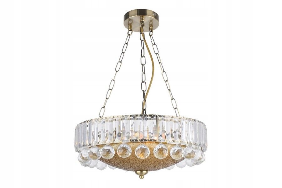 Irsina Klasická krištáľová závesná lampa má zlatý reťazec