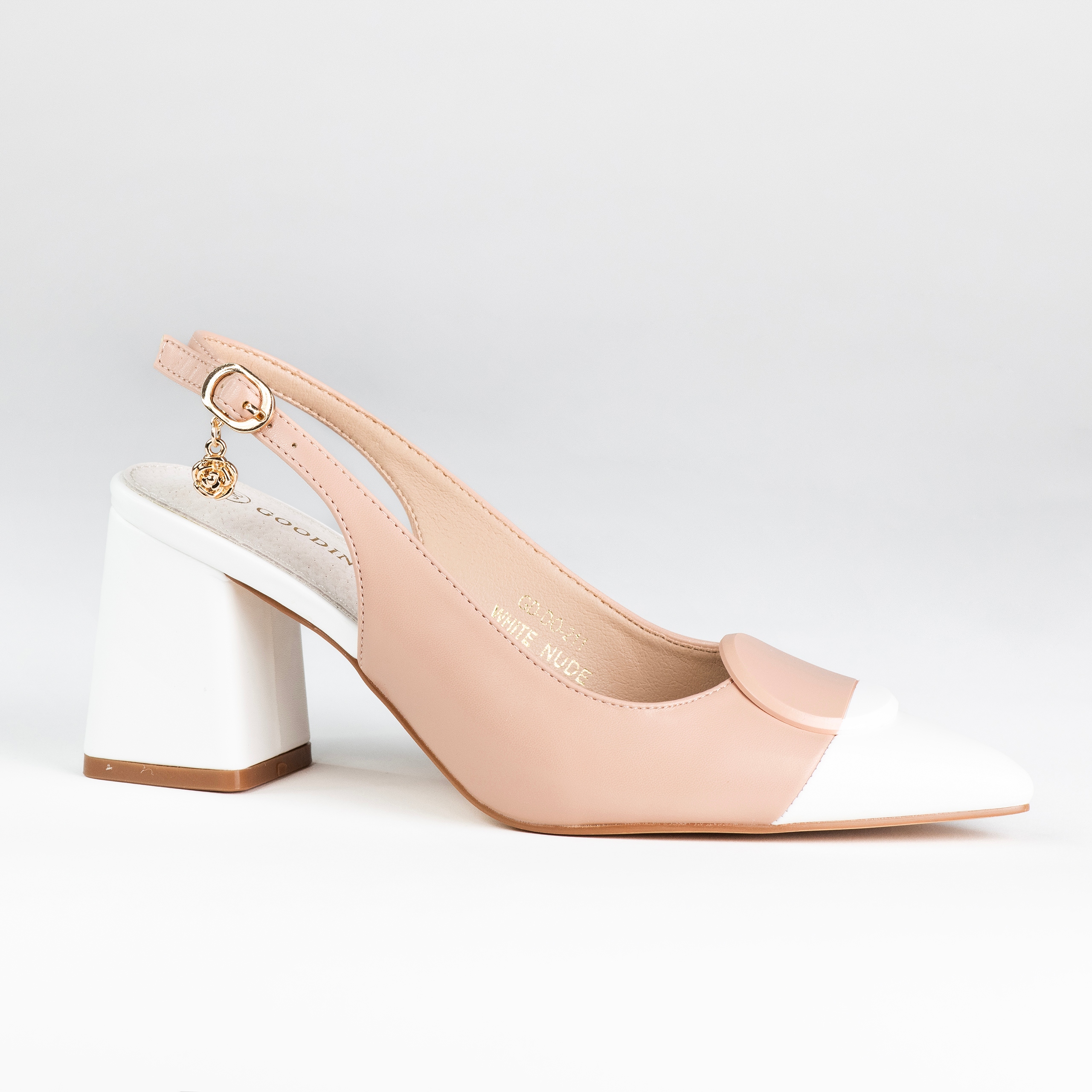 Elegantní dámské lodičky sandály sloupek Goodin GD-DO-211 špic béžová 37