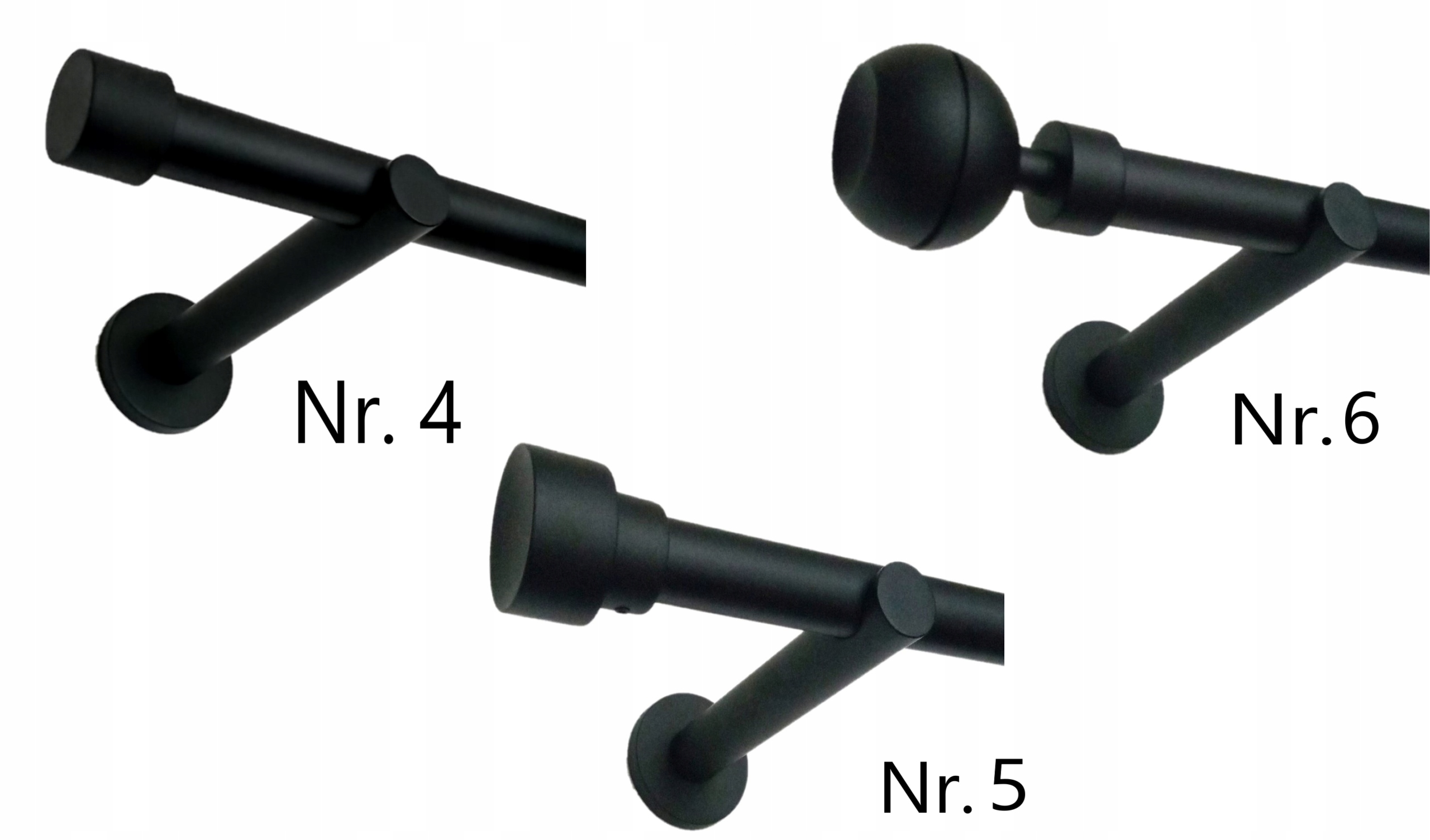 KARNISZ POJEDYNCZY Fi19/190 CZARNY MAT bez żabek Rodzaj karnisza pojedynczy