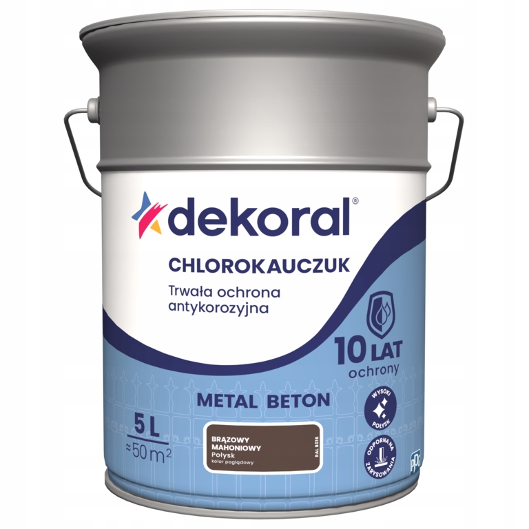 Dekoral Chlorokaučuk na kov, betón, hnedý, mahagónový lesk RAL8016 5L