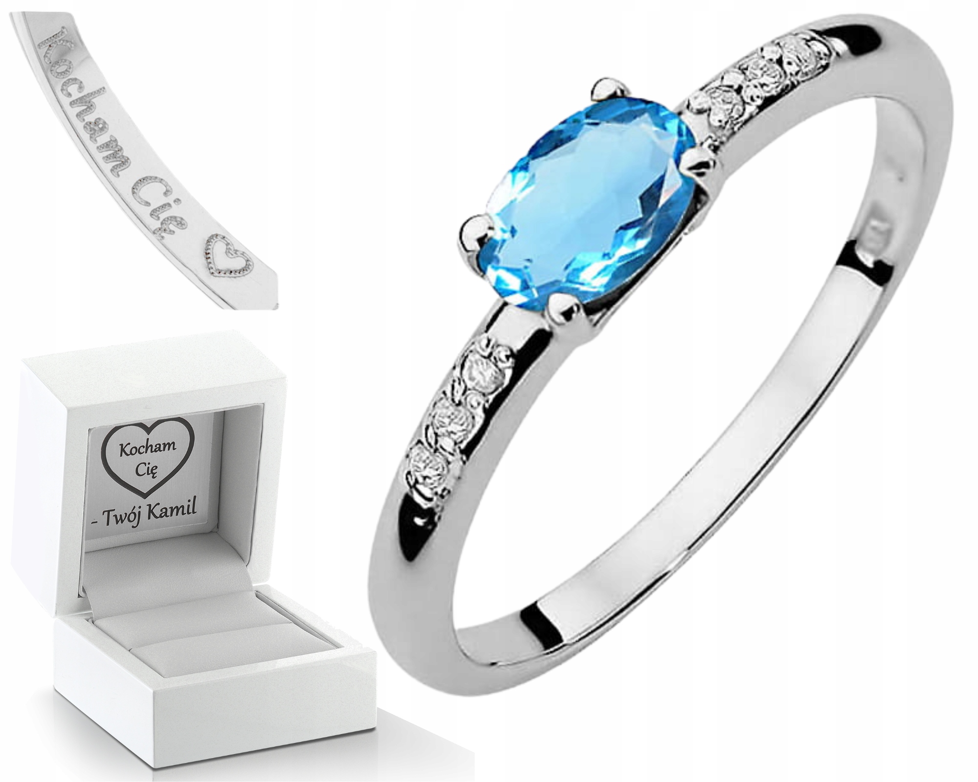 Prstýnek Zlata S Topazem Gravírování 585