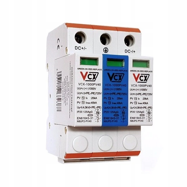 Přepěťová ochrana VCX 1000PV40 DC třída T2 (C) 3P 1000V Gdt s plynovým jisk