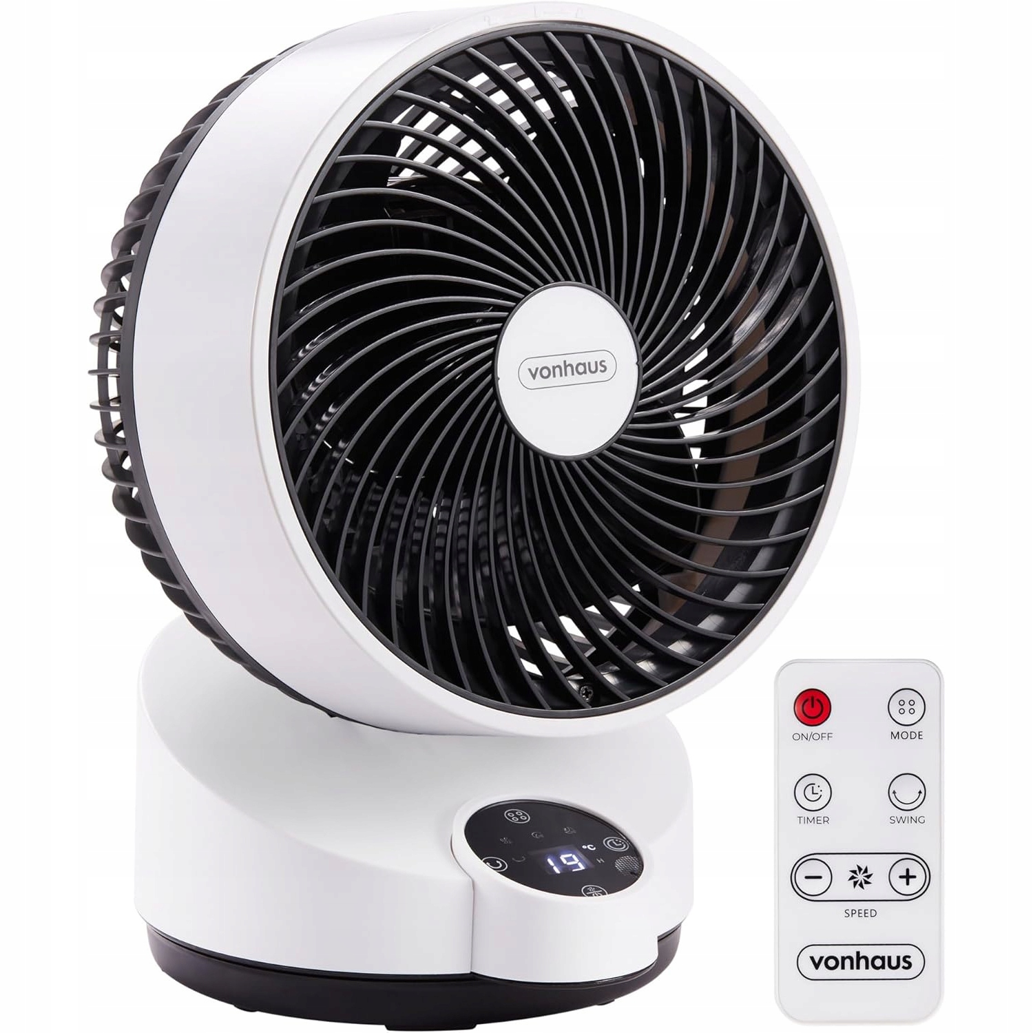 Wydajny Wentylator biurkowy stołowy VonHaus 8100084 50W Pilot Oscylacja