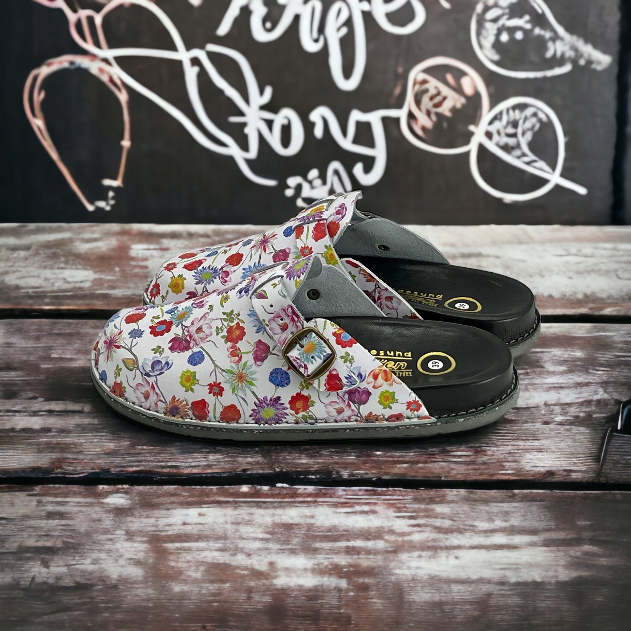 Klapki damskie kwiaty profilowane AnatomicBioKen Wysokość obcasa/platformy 0 cm