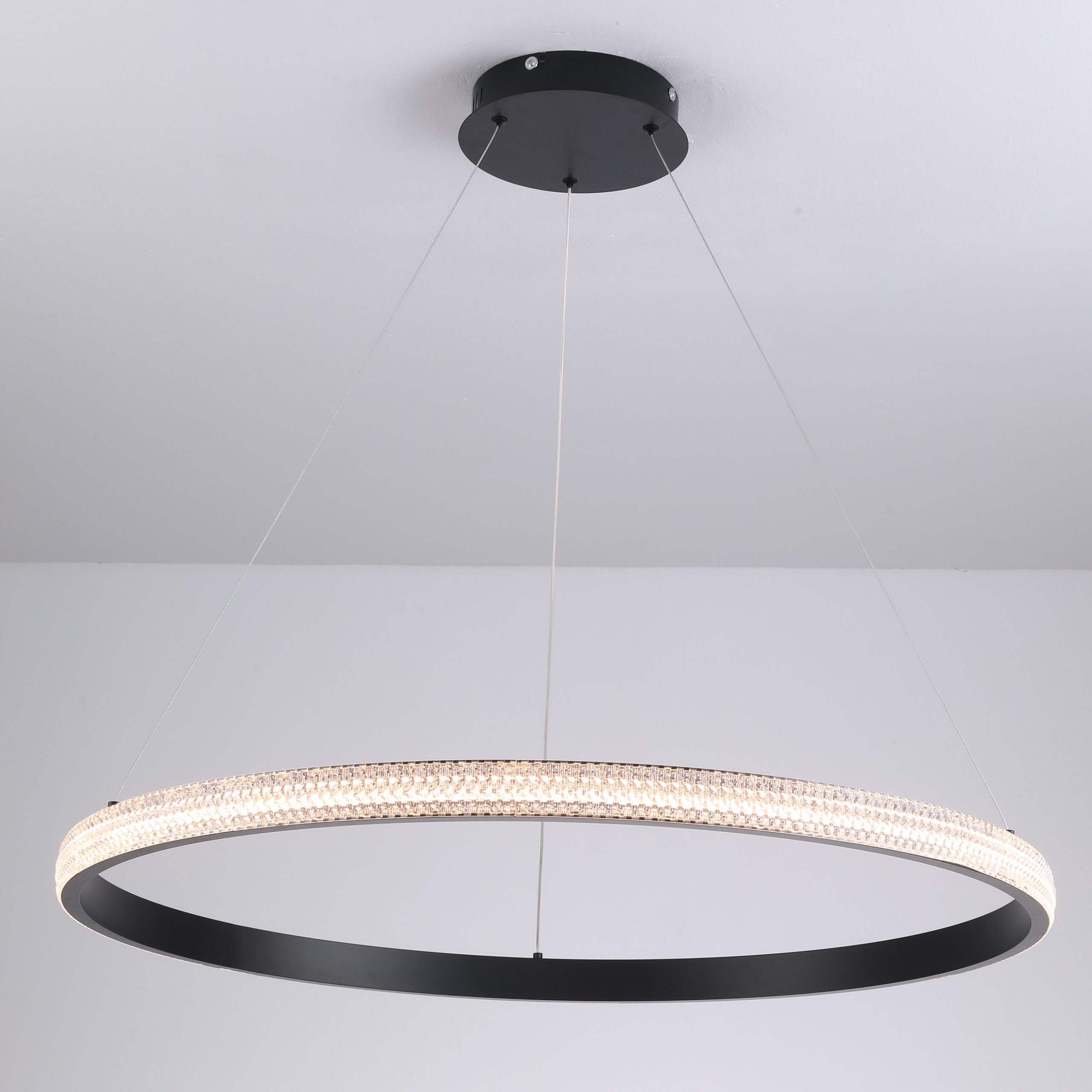 Lampa Sufitowa Ring wisząca czarna nowoczesna czarna Żyrandol Led 80cm