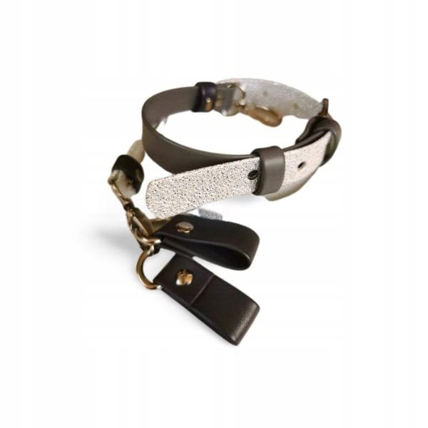 Pasek eko moonlight obag DUO grey white kropeczki