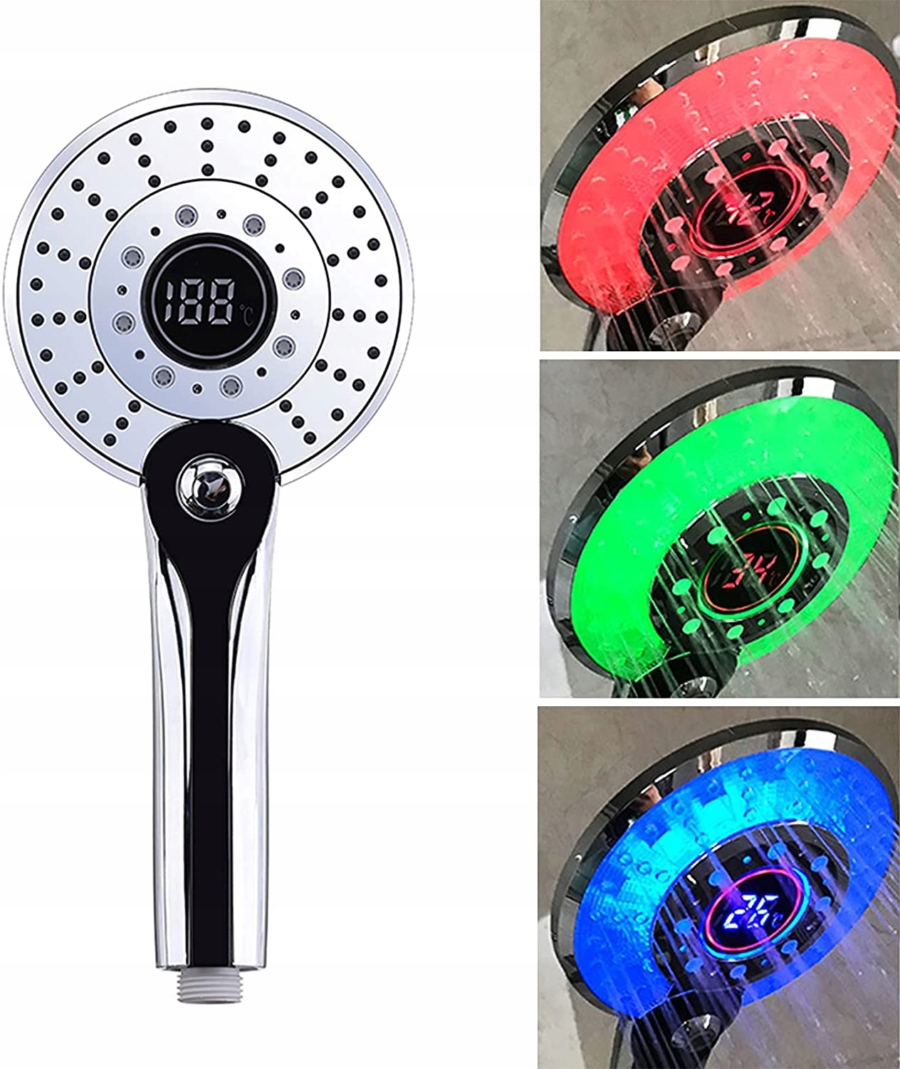 Led sprchová sloupka Comely s regulací teploty a 3 barvami světla