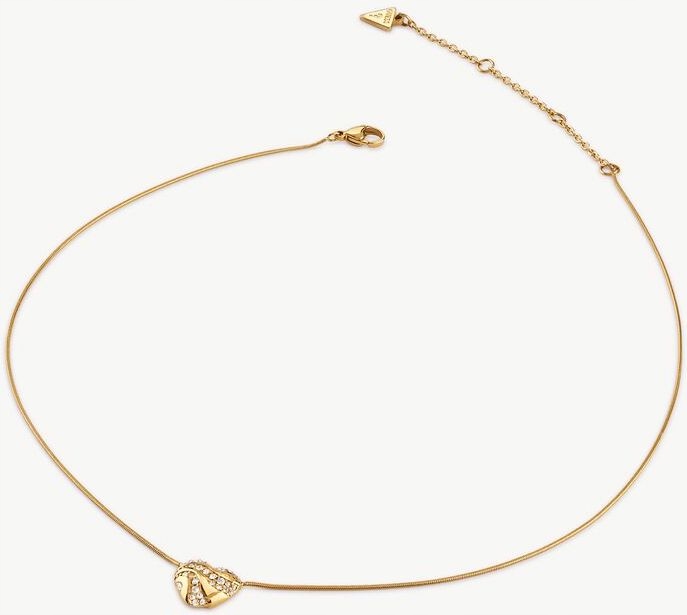 Elegantní Řetízek Guess In My Heart Zlatý Se Srdcem A Krystaly Vlasce