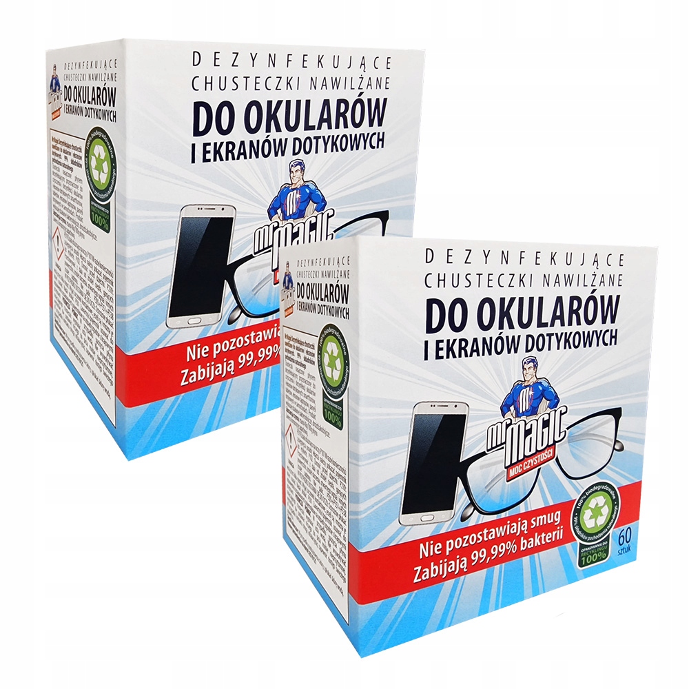 

Chusteczki Nawilżane Do Okularów Mr Magic 2x 60SZT