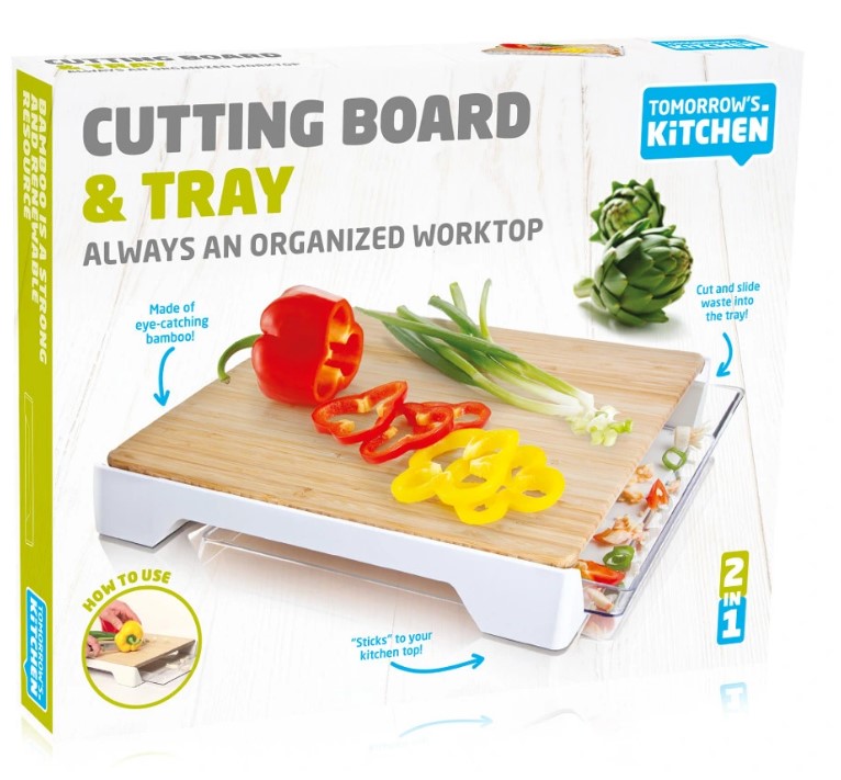 Bambusová krájecí deska VacuVin s zásuvkou na krájení