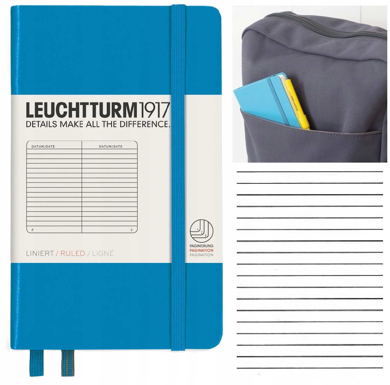 LEUCHTTURM1917 Notatnik Notes A6 Linia twardy brulion w linię Lazurowy