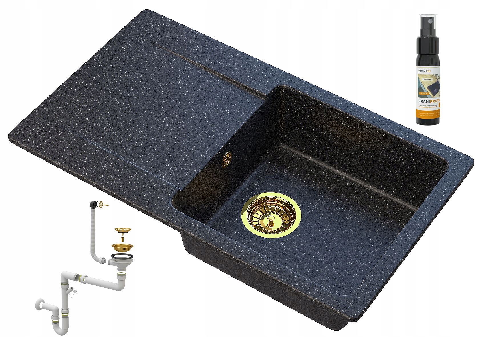 Čierny Granitový drez So Zlatými Časticami
