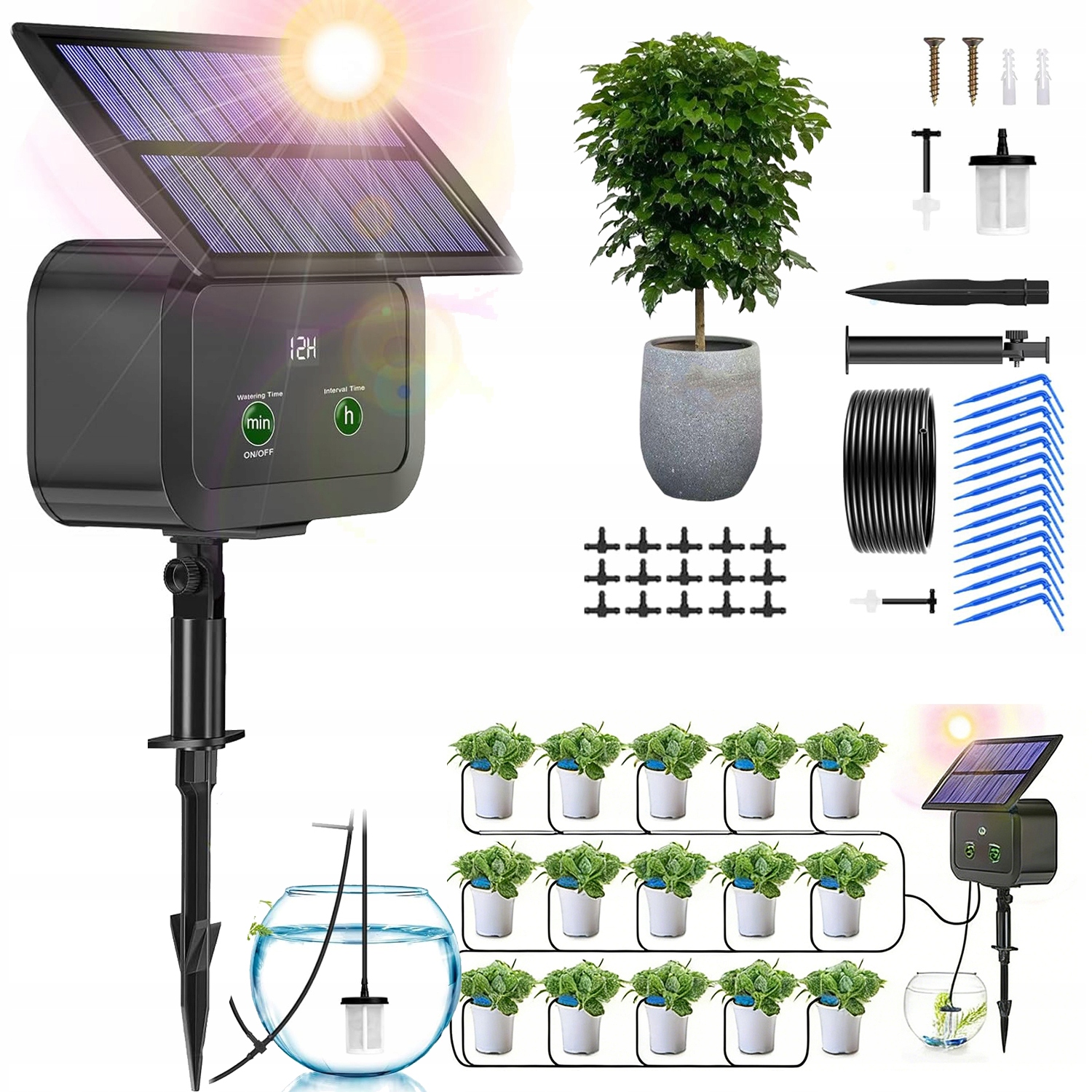 Solární Automatický Zavlažovací Systém 1,4 W S Nastavitelným Panelem