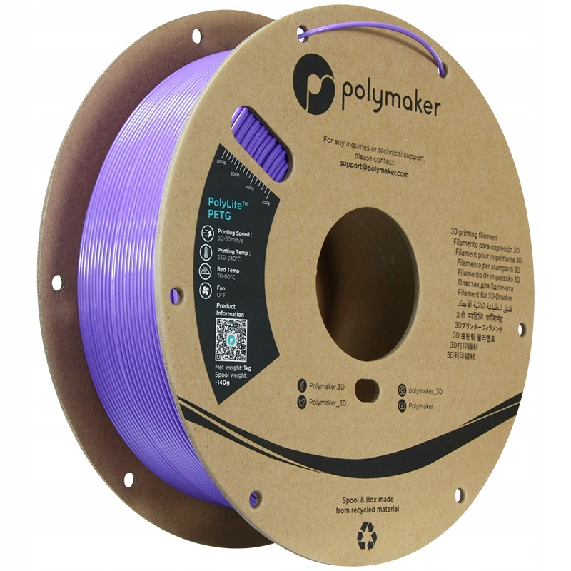 Filament Polymaker PolyLite Petg Purple 1.75mm 1kg