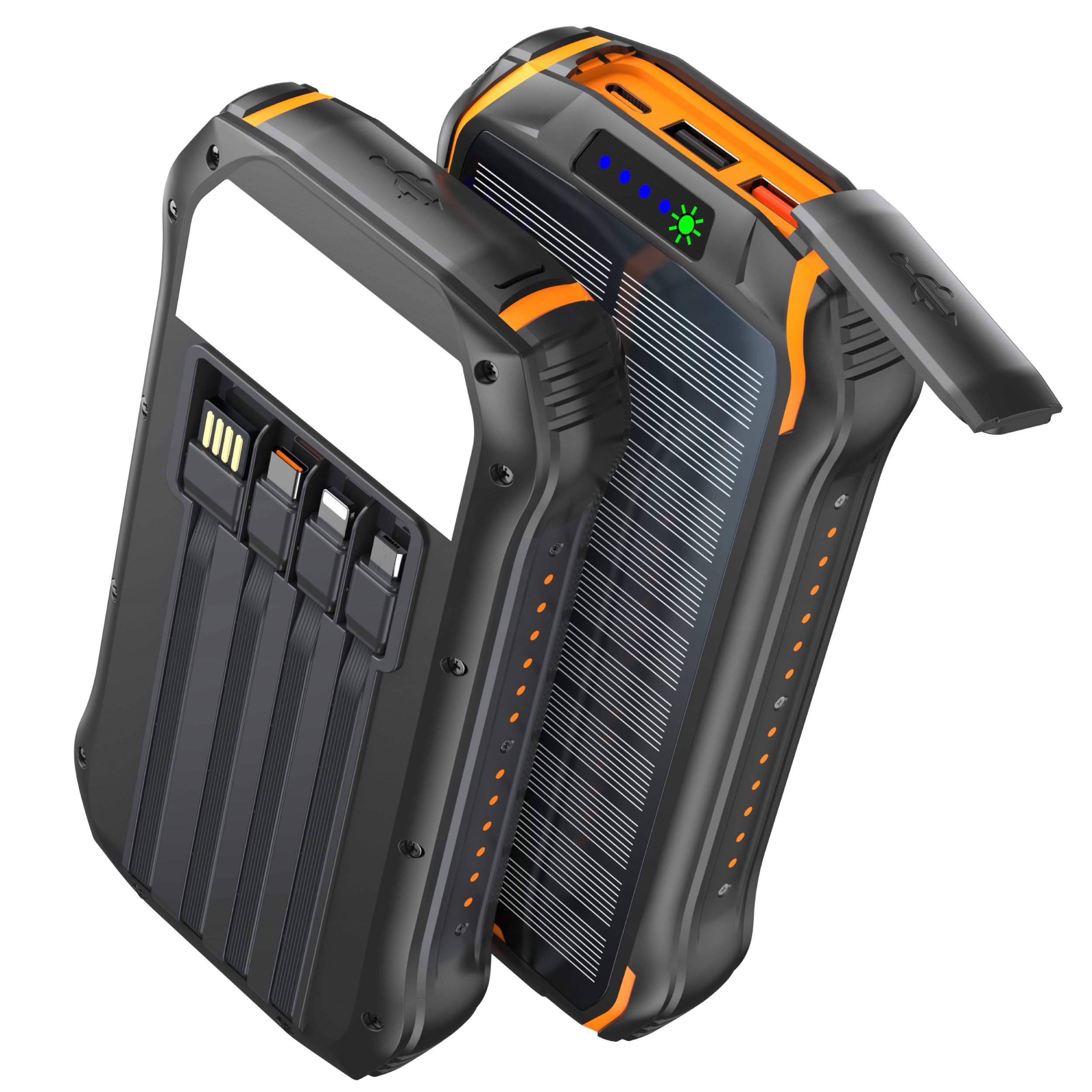 Powerbank Solarny 30000mAh z Wbudowanymi Kablami Szybkie Ładowanie Sounix