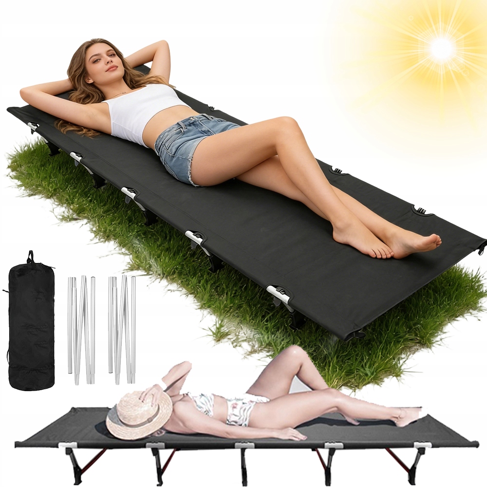 Łóżko Polowe Turystyczne Szybki Montaż Z Torbą Plażowe Ogrodowe 190X66CM