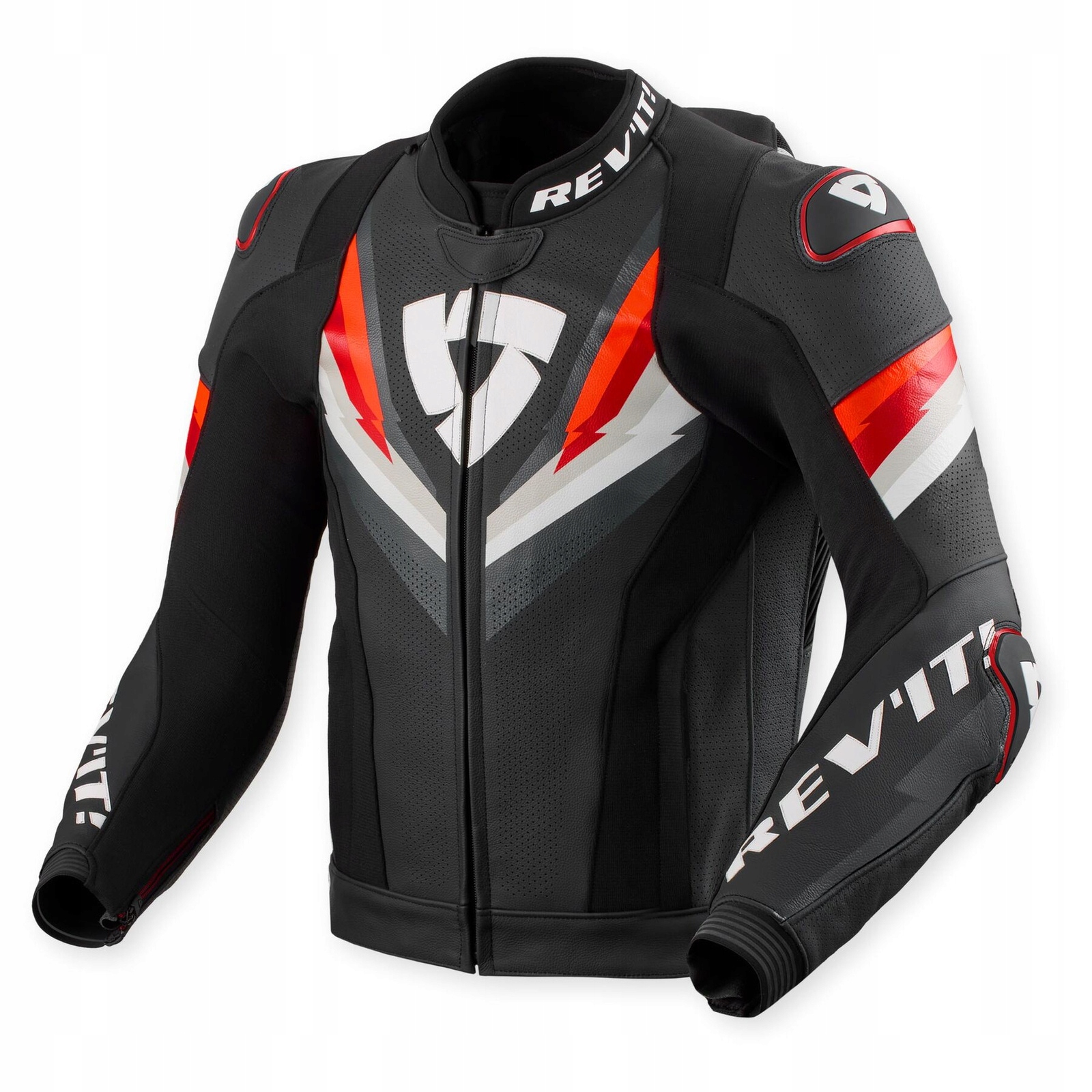 Kožená motocyklová bunda Revit Quantum 3 Pro čierna červená 52
