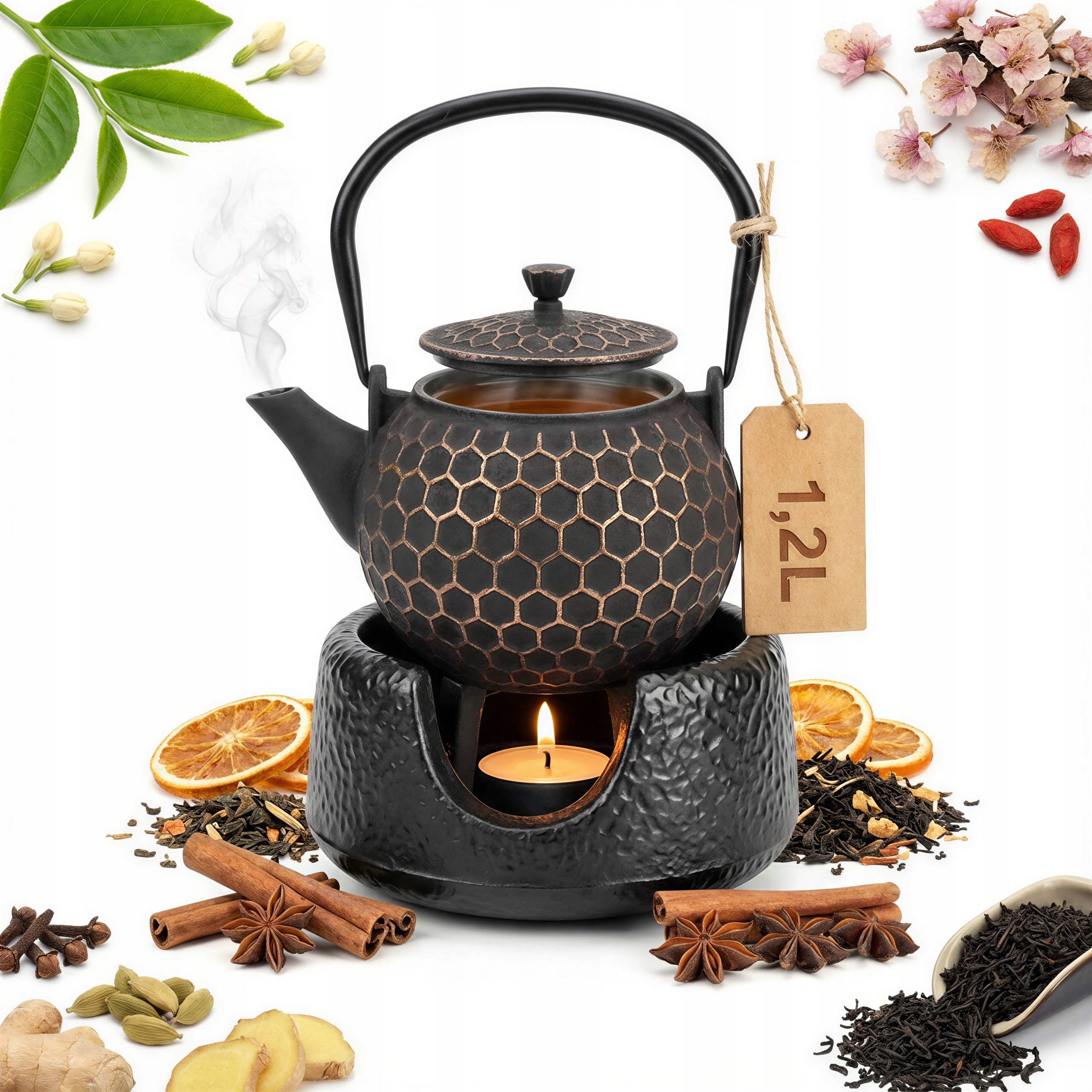 Liatinová Kanvica Čajník 1,2 L Lúhovač Na Čaj A Bylinky Ohrievač