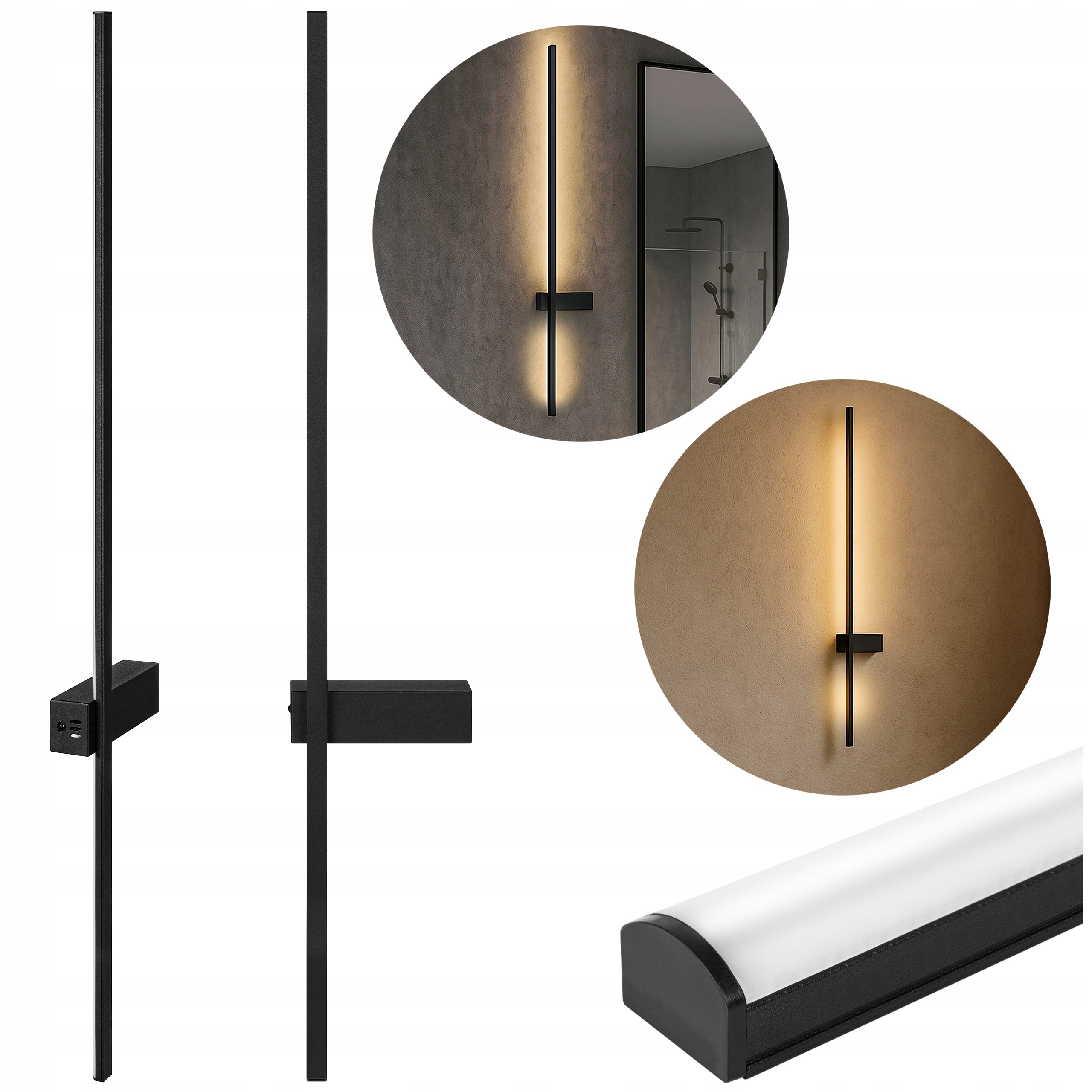 Nástěnná lampa 90 cm vnitřní Led černá do bytu