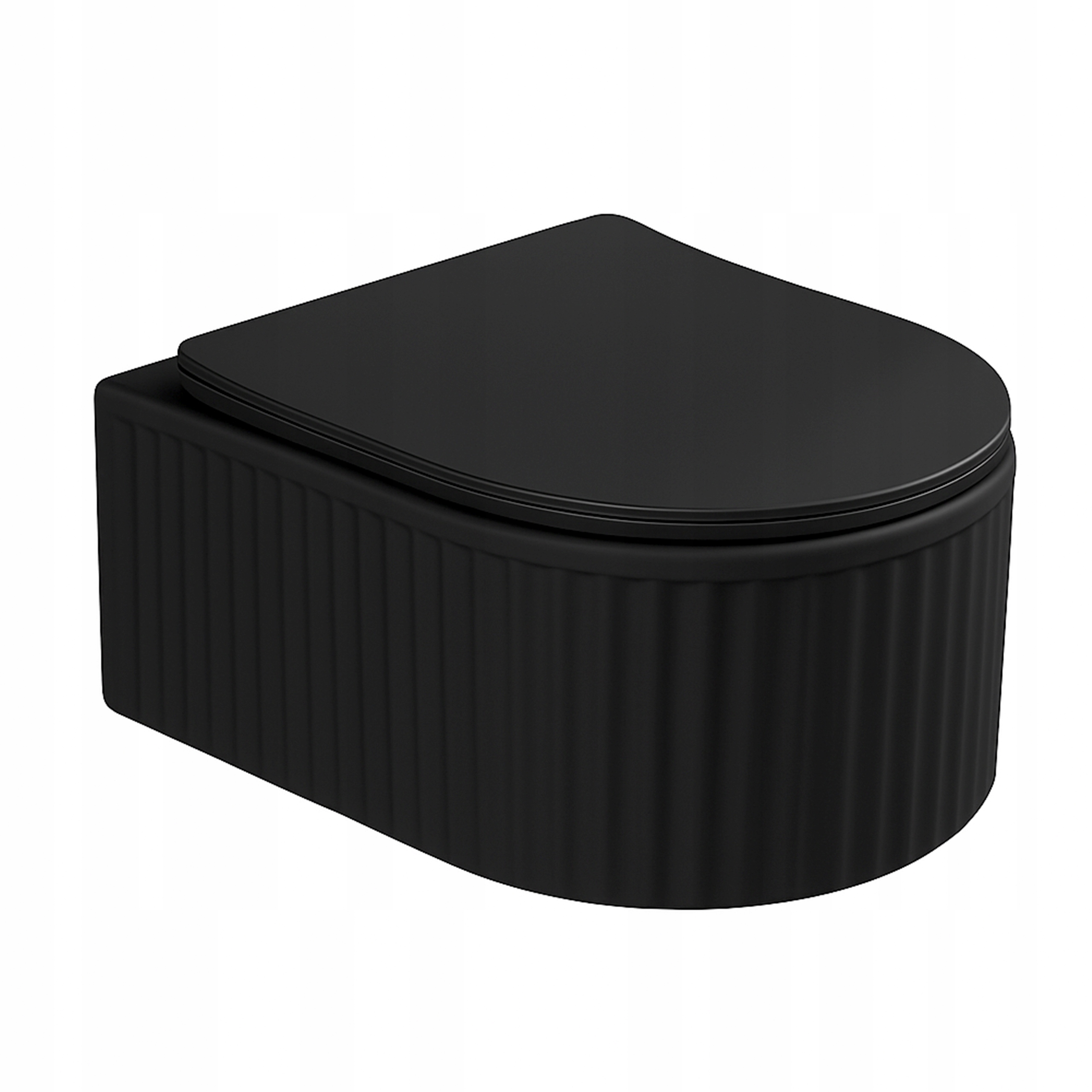 Miska Wc Wisząca Rimless Ryflowana Czarna Deska Wolnoopadająca Duroplast