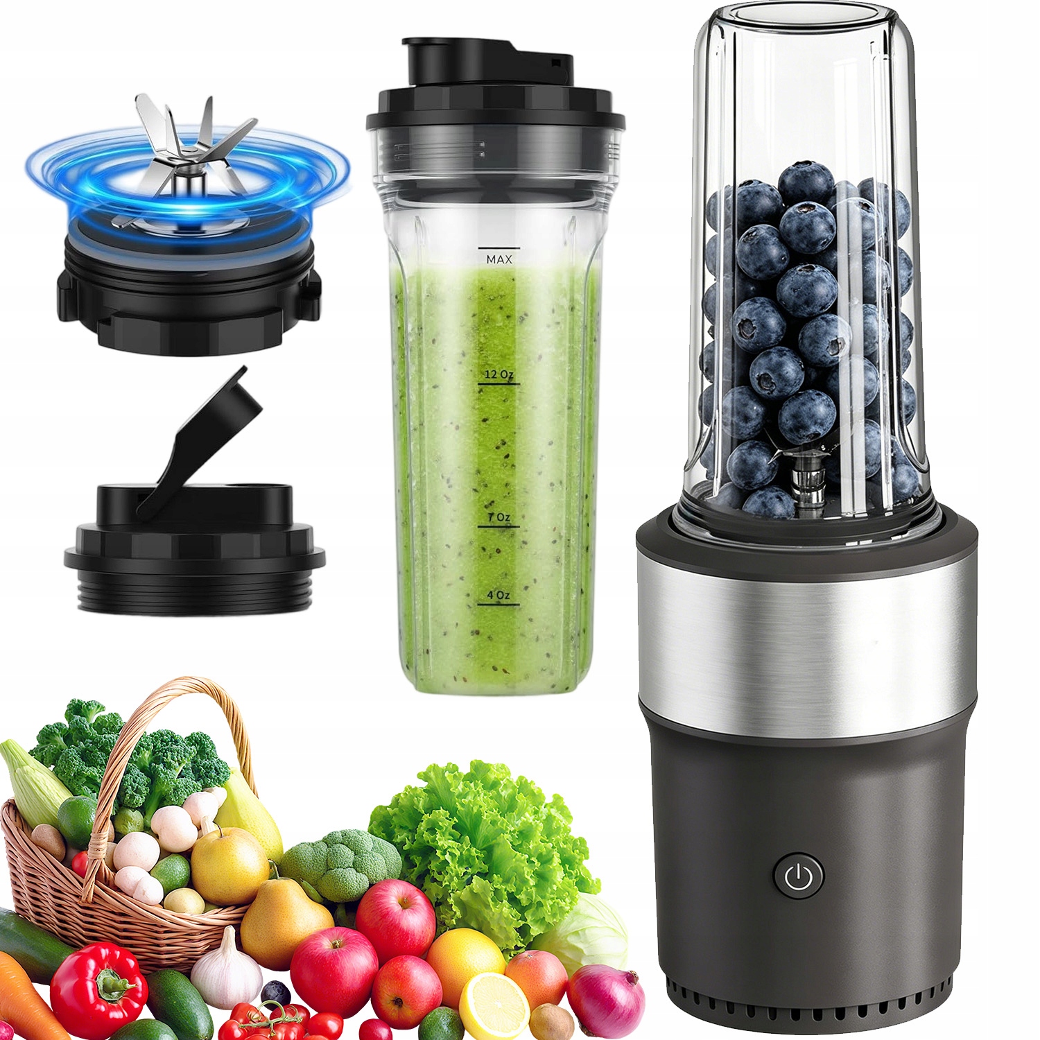 Mini Elektrický Mixér S Odšťavňovačem 900W 6 Ocelových Čepelí, Hrnky 650 ML