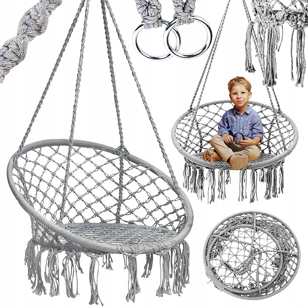 Huśtawka Bocianie Gniazdo Fotel Wiszący Ogrodowy hamak Boho na balkon XXL