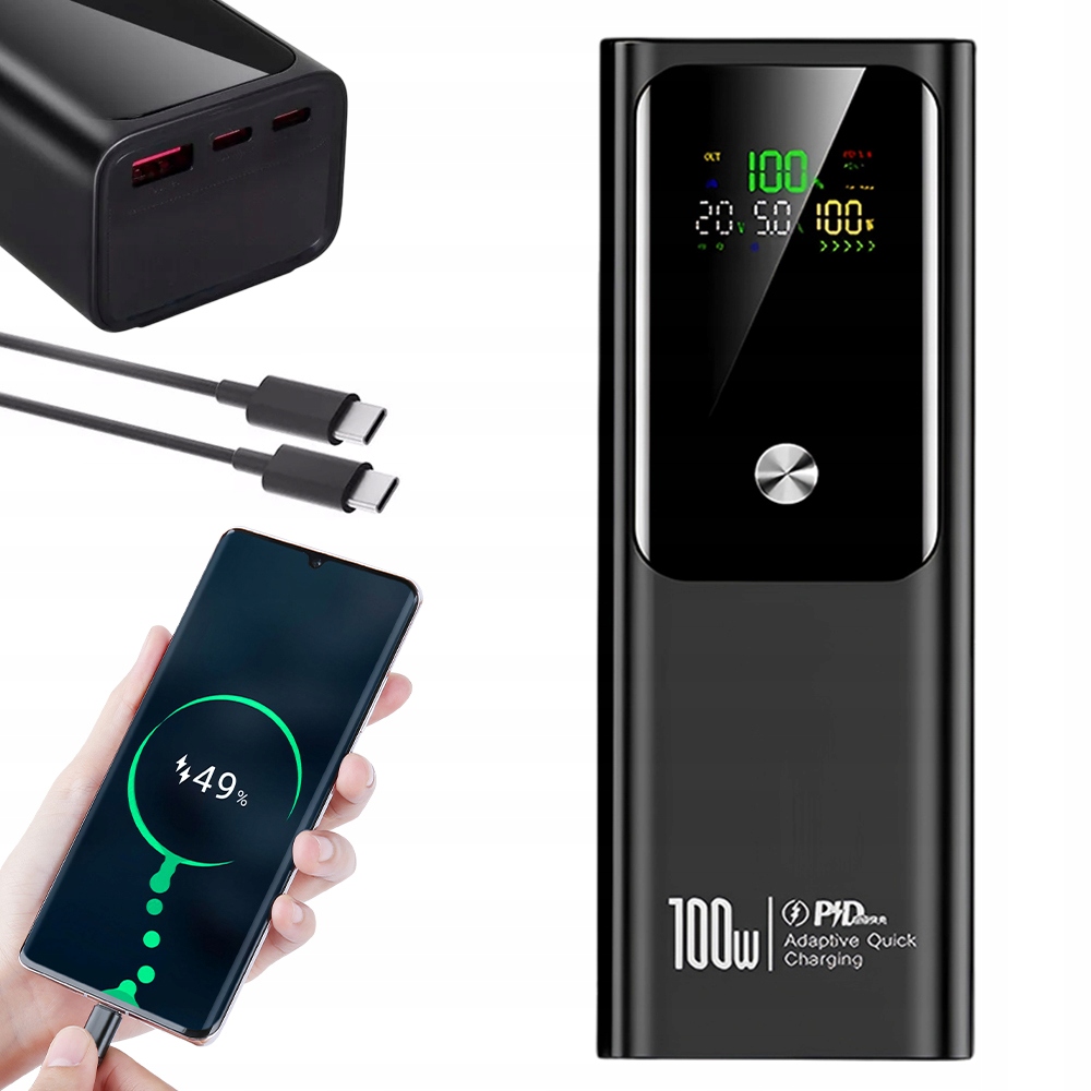 Výkonný Power Bank 20000 Mah Rychlé Nabíjení Bezpečný Přenosný