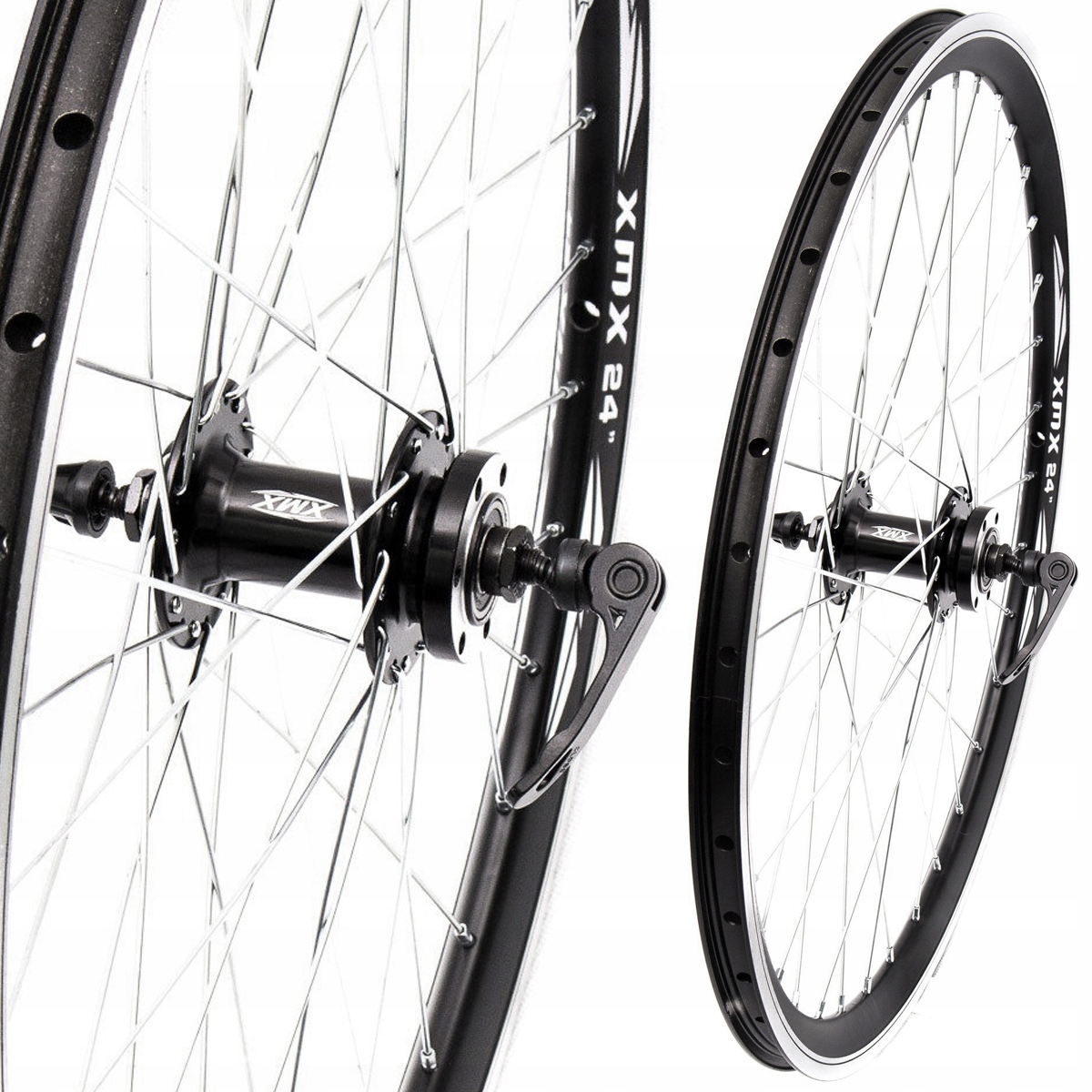 KOŁO ROWEROWE PRZEDNIE HAMULCE TARCZOWE OBRĘCZ STOŻEK 24"