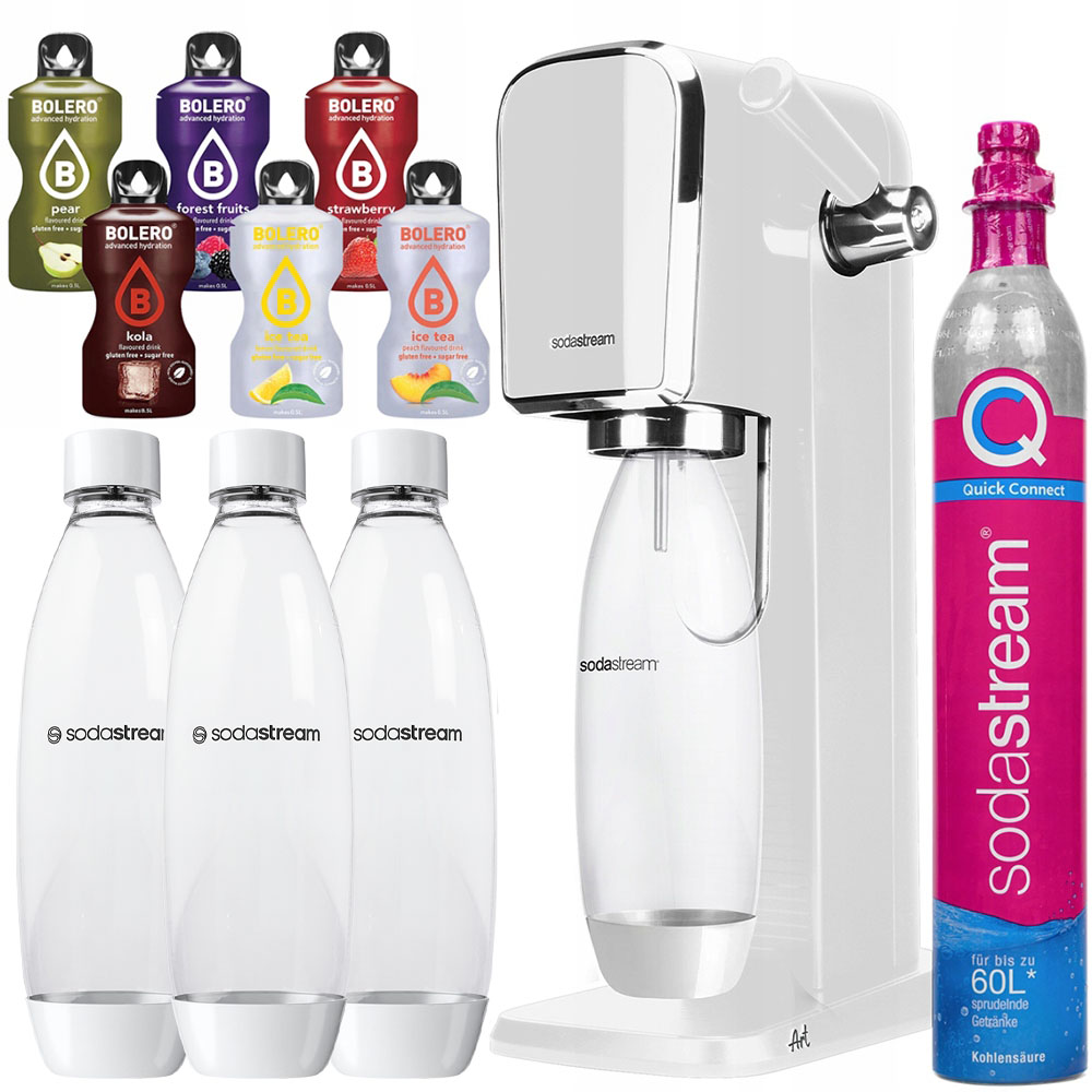 Výrobník Sody Sodastream Art White Lahve Sodastream Pet 1 L Bolero Set
