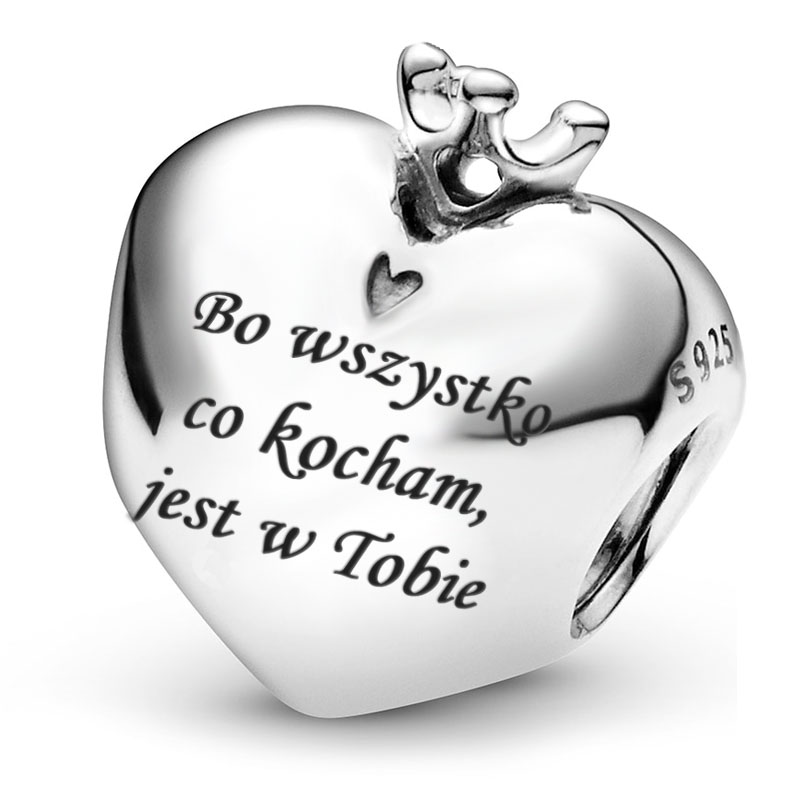 

Koralik Charms Do Pandora Serce Z Koroną + Grawer