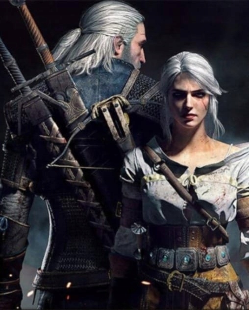 Diamantová výšivka Zaklínač Witcher Film Hra Portrét Ciri Geralt Velký 80x100 cm