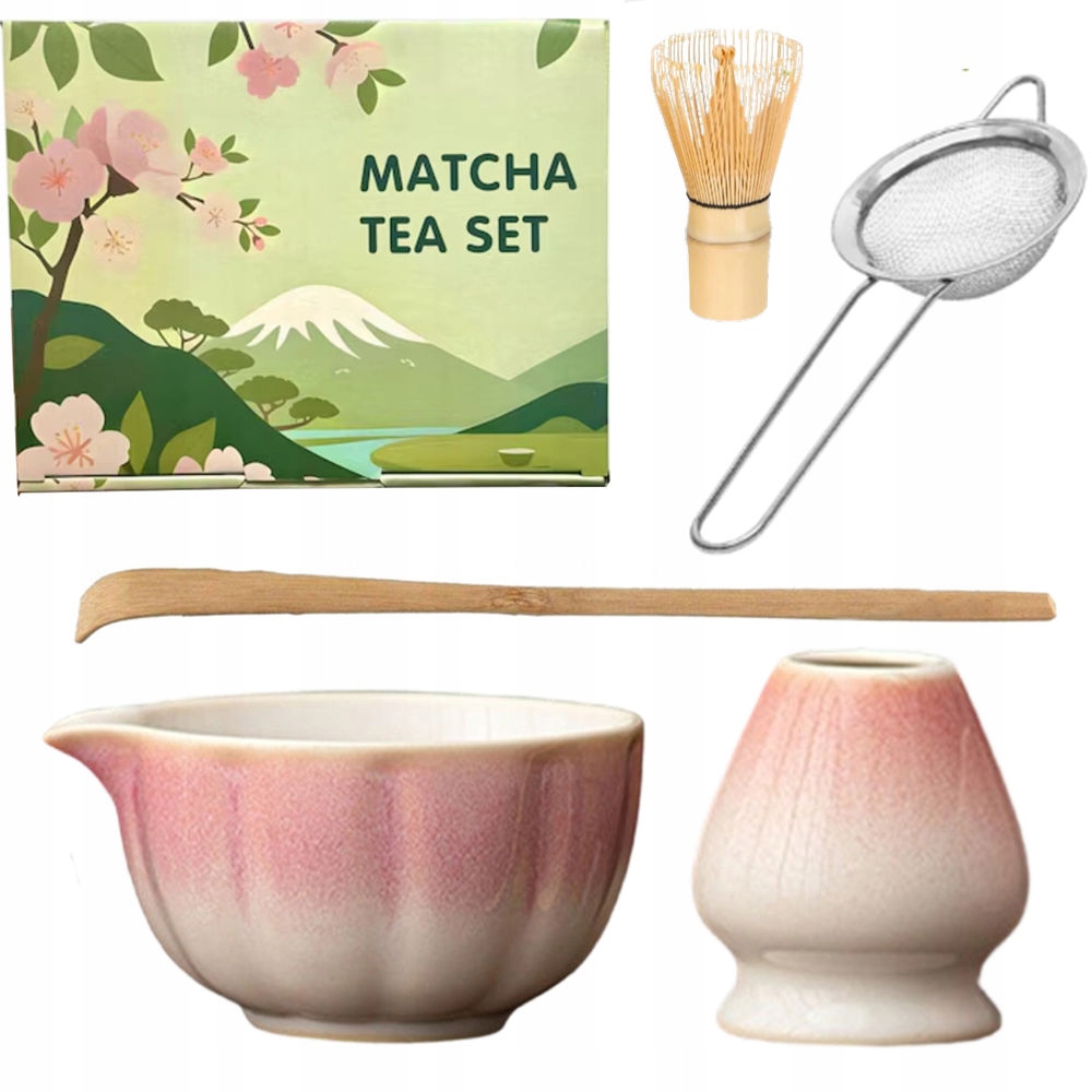 Sada pro Matchy 5v1 keramická Šálek metla čajová lžička Matcha